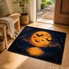 Halloween Pumpkin Felt Rug, Soft Slip-Resistant Mat, Spooky Entry Floor Carpet, Cute Bathroom Door Decor, Festive Home Decor