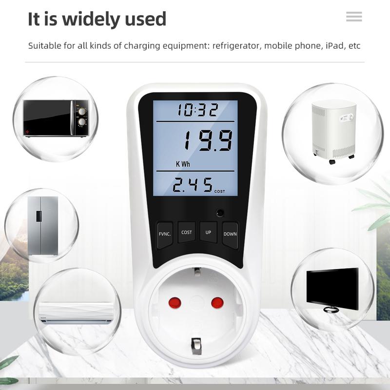 Digital Wattmeter 220V 110V AC Power Meter Electricy Consumption Energy Meter EU Plug BR FR AU US UK IT TH Power Kwh Wattage