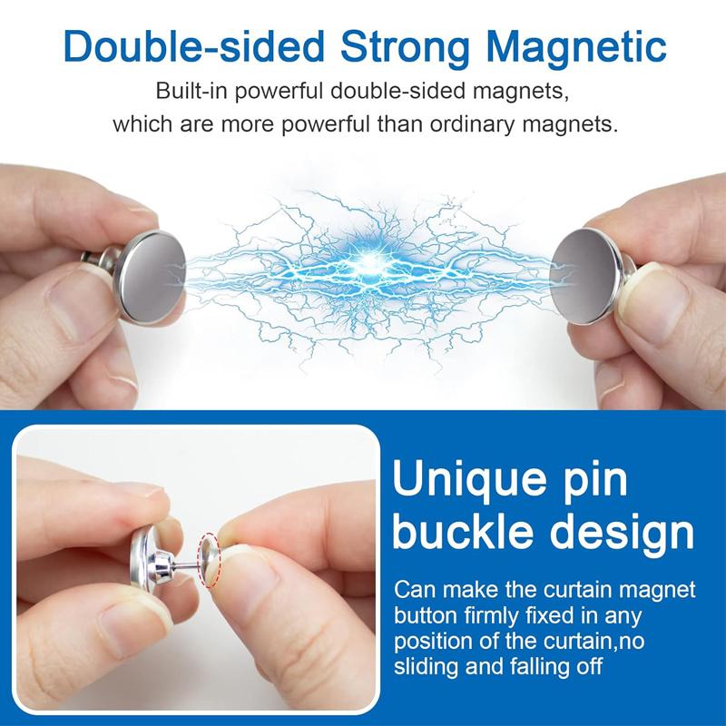 Magnetic Curtain Buckle Nail Free Detachable Window Decor Curtains Prevent Light Close Button Tablecloths Curtain Magnet Clips