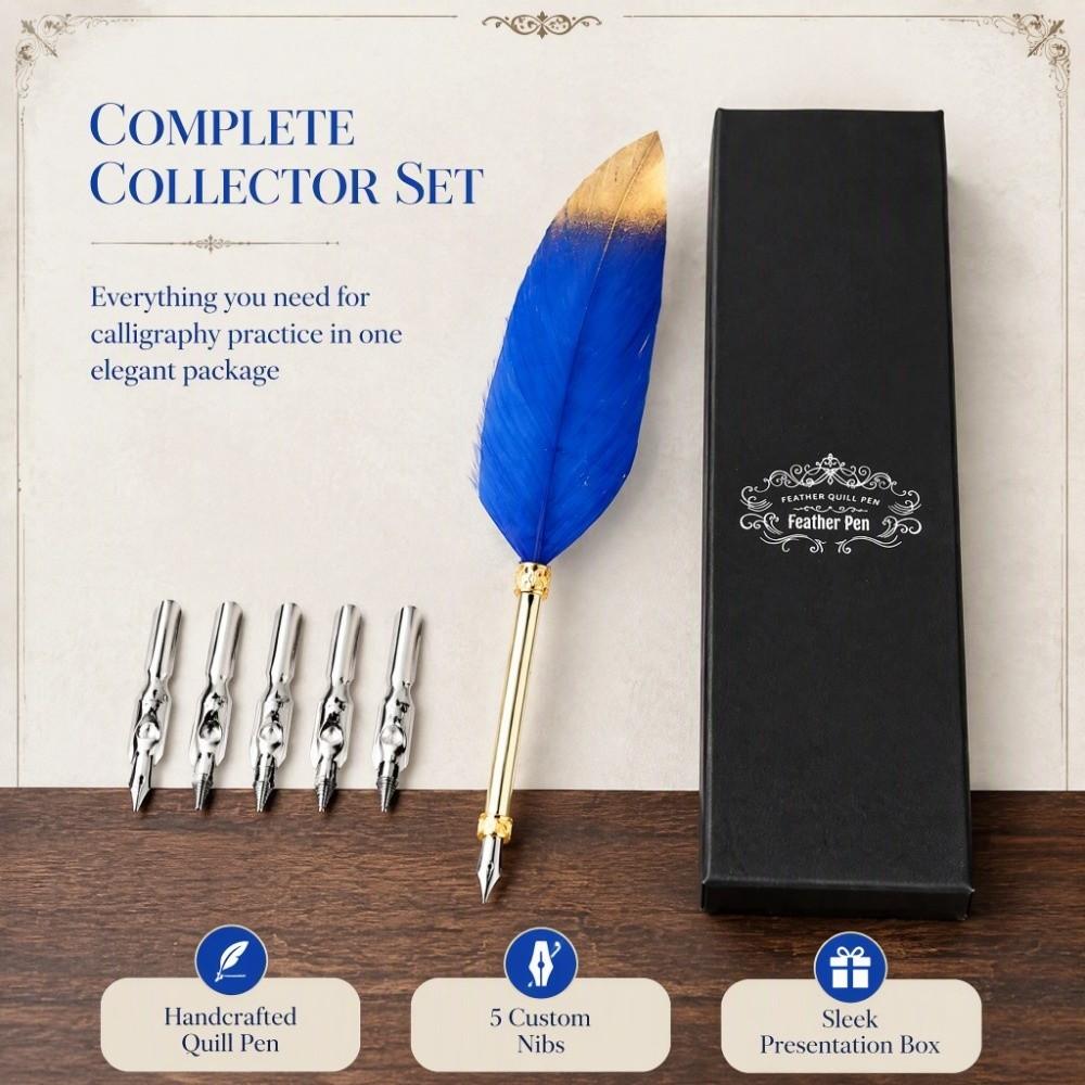 24cm/9.4in Calligraphic Pen Set Metal Quill Pen Set Retro Dip Pen Set For Adults