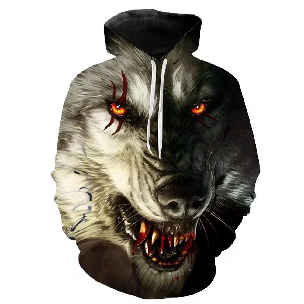 Животный узор Howl Wolf 3D Printing Hoodie Мужские толстовки Женские пальто Зимние толстовки Oversize Top