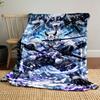 A fierce warrior wolf surrounded by icy elements and glowing energy. for all seasons blanket lunch break throw gift