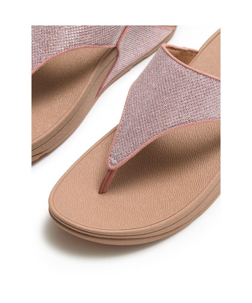 Женские шлепанцы Fitflop Lulu Shimmerglise с ремешком между пальцами - Desert Blush (Ft64K2T177)