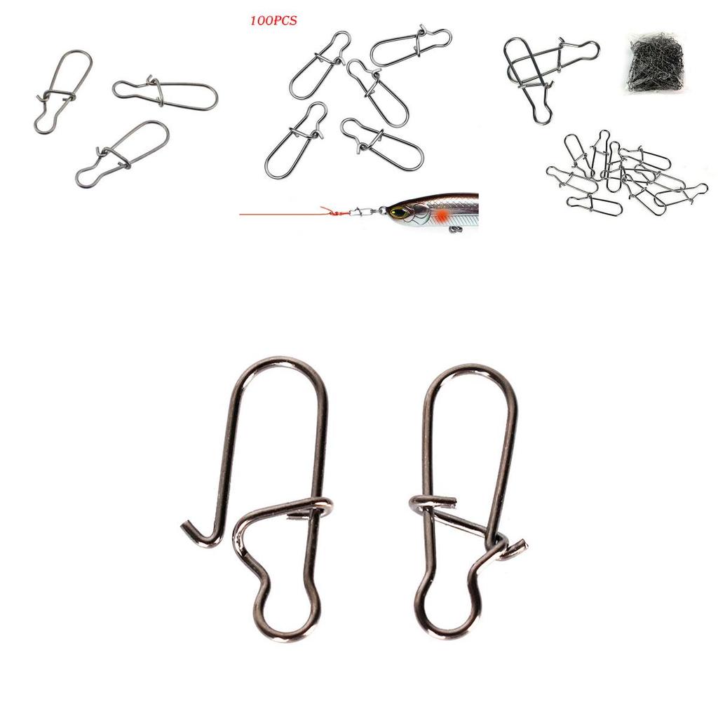 Premium Stainless Steel Fishing Fastlock Needle Swivels Snap Duo-lock Hooks Tackle Set Of 100