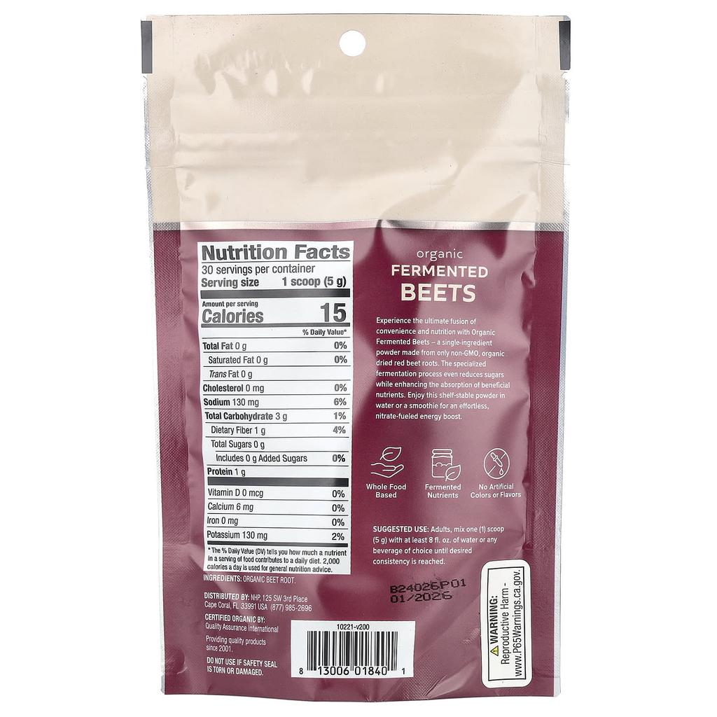 Dr. Mercola Fermented Beet Powder, 5.29 Oz (150 G)