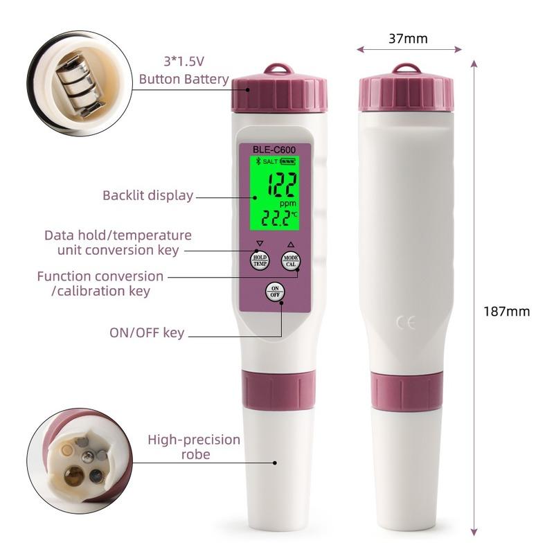 7 в 1 Temp ORP EC TDS Salinity SG PH Meter Онлайн-тестер качества воды APP Control для питьевого лабораторного аквариума