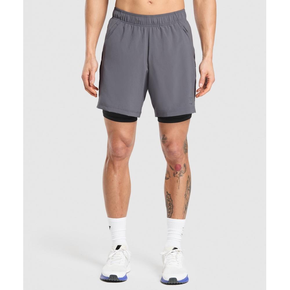 Gymshark Спортивные шорты 7 2 в 1 темно-серые черные A2c4m Gb7x