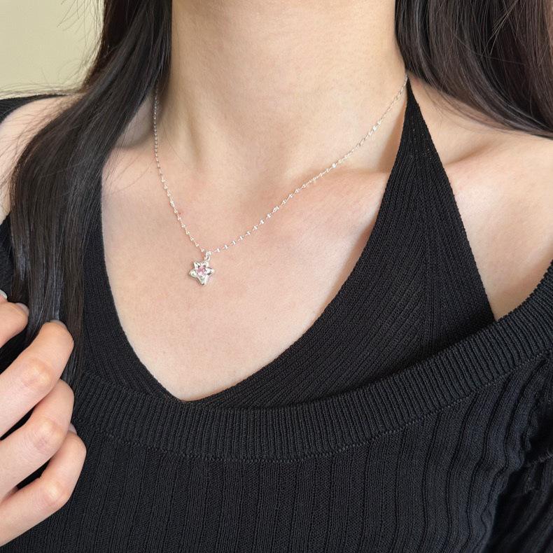 925 Silver Zircon Star Necklace - Women's Summer 2023 Light Luxury Clavicle Chain, Niche Design Gift