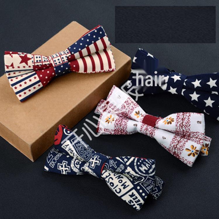 Мужской галстук-бабочка Slim Fit с цветочным ретро-принтом из хлопка и льна - Унисекс, в гонконгском стиле, для свадеб и повседневной рабочей одежды