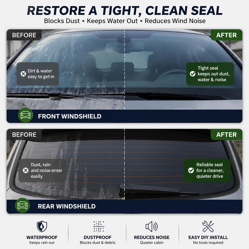 2M/4M Universal Car Windshield Weatherstripping Seal Strip Rubber Trim Noise Reduction Dustproof Waterproof Auto Accessories