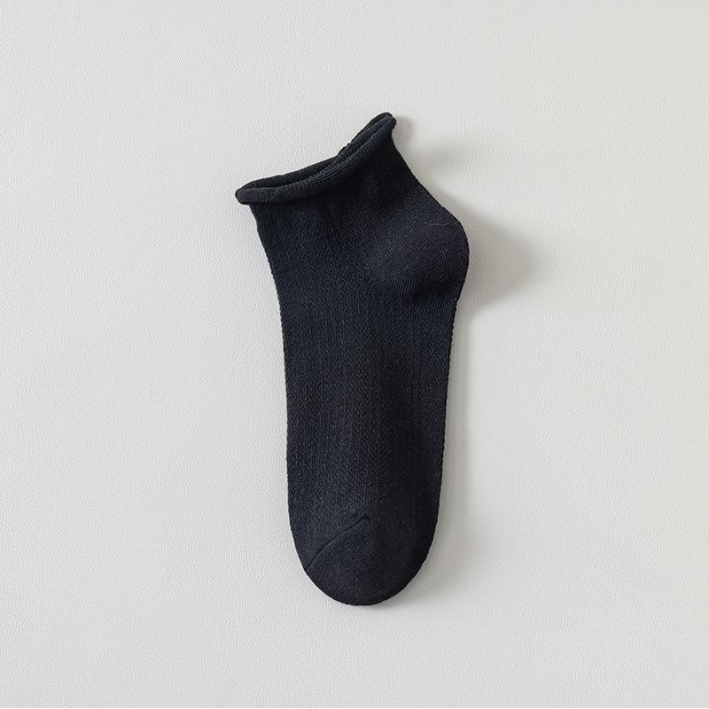 Женские летние тонкие модные носки-подследники однотонные с контрастной окантовкой