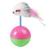 Cat Mouse Teaser Toy with Feather Bobblehead Interactive Ball Toy for Kitten Play Exercise