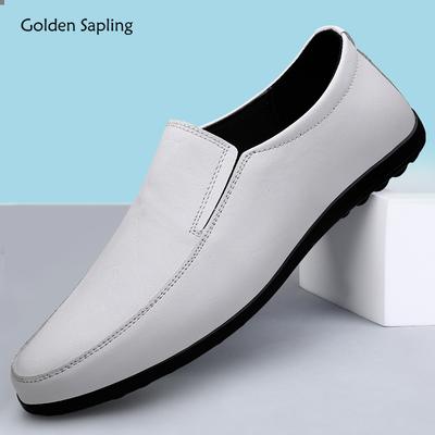 Модные мужские мокасины из мягкой кожи Fashion Golden Sapling Classics, черные лоферы, мужская деловая повседневная обувь для лодок, уличная обувь для ежедневной ходьбы
