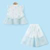 Montagut Girls' Ink Wash Floral Embroidery Sleeveless Two-Piece Set