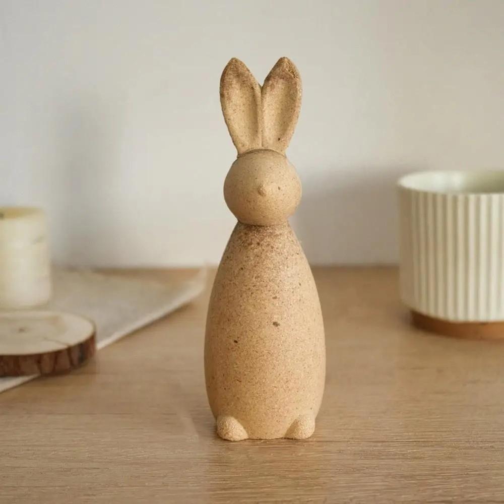 Hand-painted Wooden Bunny Statue Rooster Painting Rabbit Figure  Home Decoration