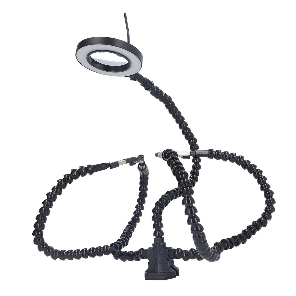 Рука помощи при пайке 5 челюстей 3X USB лупа ABS гибкие ручки свет паяльная станция черный