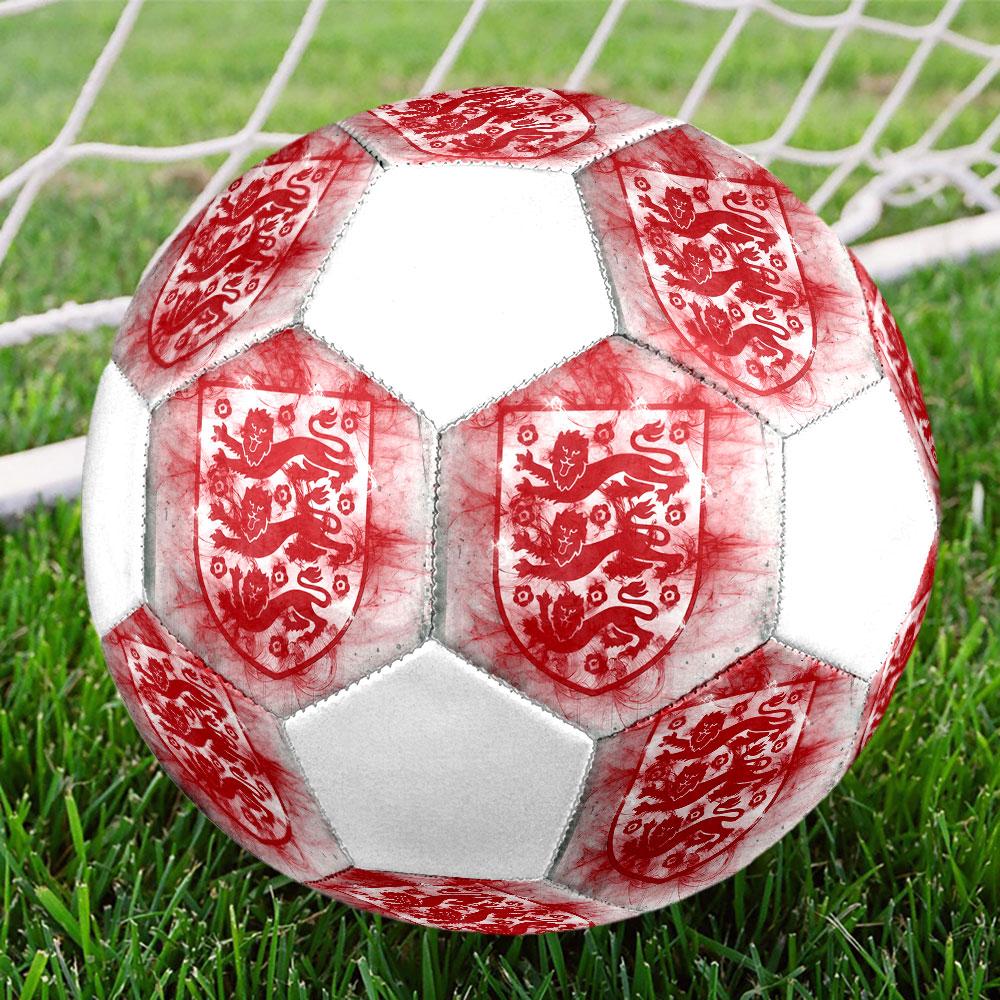 England national football logo Size 5 Soccer Ball, Machine-Stitched PVC, Durable & High Bounce, All Ages Fit, fan merchandise, matches & outdoor use.