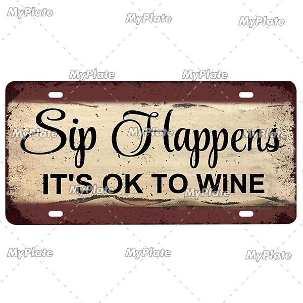 Vintage Wine & Coffee Metal Tin Sign - 15x30cm Plate, Man Cave Bar Wall Decor, Home Art Poster, 1pc