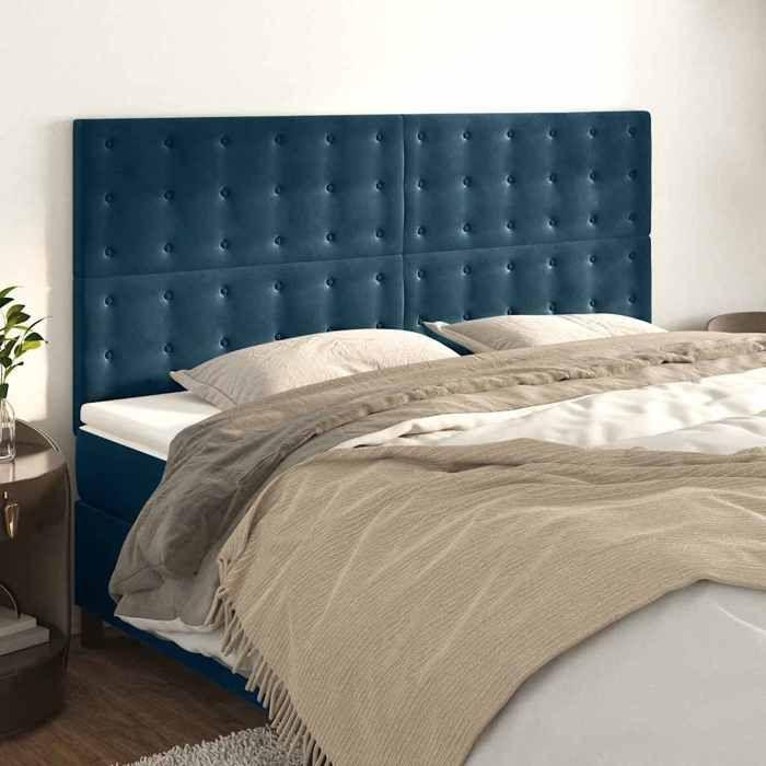 Maison Exclusive - Tête de lit Bleu foncé 180 x 5 x 118/128 cm Velours