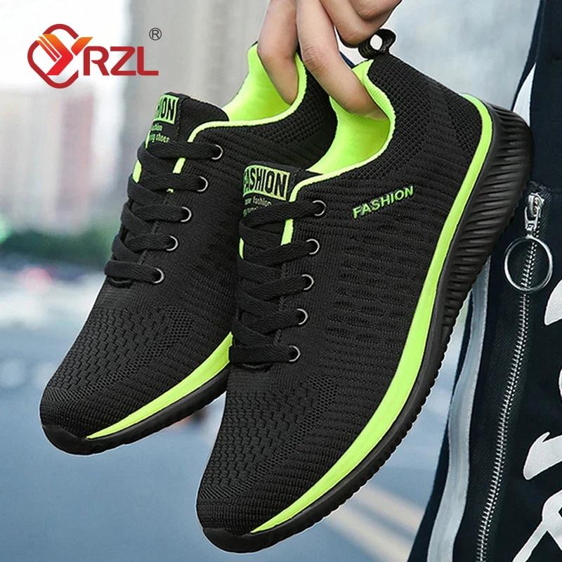 YRZL Men Shoes Breathable Mens Sneakers Comfortable Non Slip Casual Shoes Tenis Outdoor Lace Up Walking Sneakers for Men