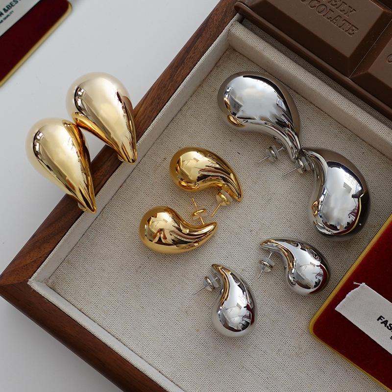 Металлические серьги-гвоздики в форме капли воды, Стиль, Модная индивидуальность, Преувеличенные серьги, Холодная атмосфера, Серьги Advanced Sense