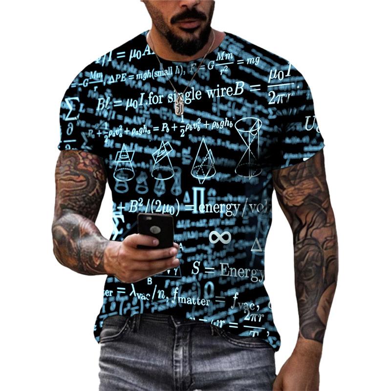 New Summer New Fashion 3D Formula Pattern Fashion Men's Casual Street Vintage Style Print O Neck Short Sleeve T-shirt