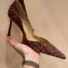 Fashion Women Sexy Party High Heels Bling Red Blue Pumps Lady Glitter Stiletto Sequins Heels 2025 Wedding Shoes