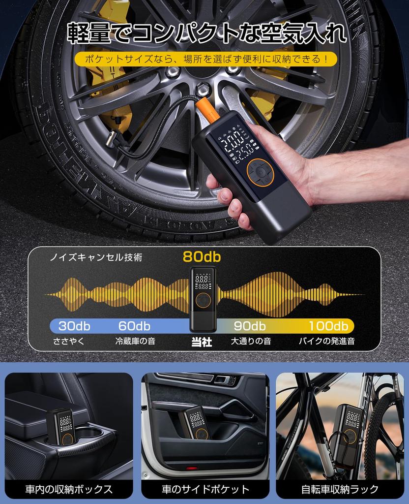 Электрический насос для шин для велосипедов и мотоциклов ЖК-дисплей Накачивает за 10 2025 Новый умный 150 PSI Регулируемый Совместимый с Presta и Schrader Быстрое хранение и