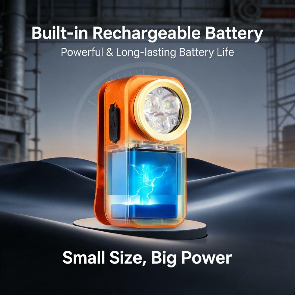 Waterproof LED Clip Flashlight Dual-Light Source Warning Lamp Torch Magnetic Clip Light Emergency