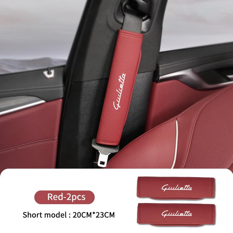 Car Seat Belt Shoulder Cover Leather Shoulder Protector Pad For Alfa Romeo 159 Giulietta 156 147 Giulia Mito GT Stelvio Spider ert853