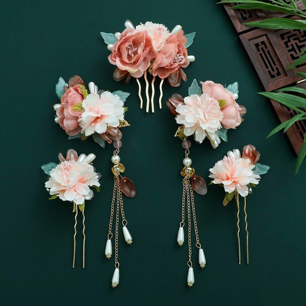 Набор шпилек для волос в китайском стиле с жемчугом и кисточками, классические аксессуары для волос для девочек в стиле ханьфу