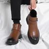2024 Мужская обувь Высокие британские мотоциклетные кожаные ботинки Мужские толстые подошвы Трендовые ботинки Челси Мужская повседневная обувь Ботинки на платформе