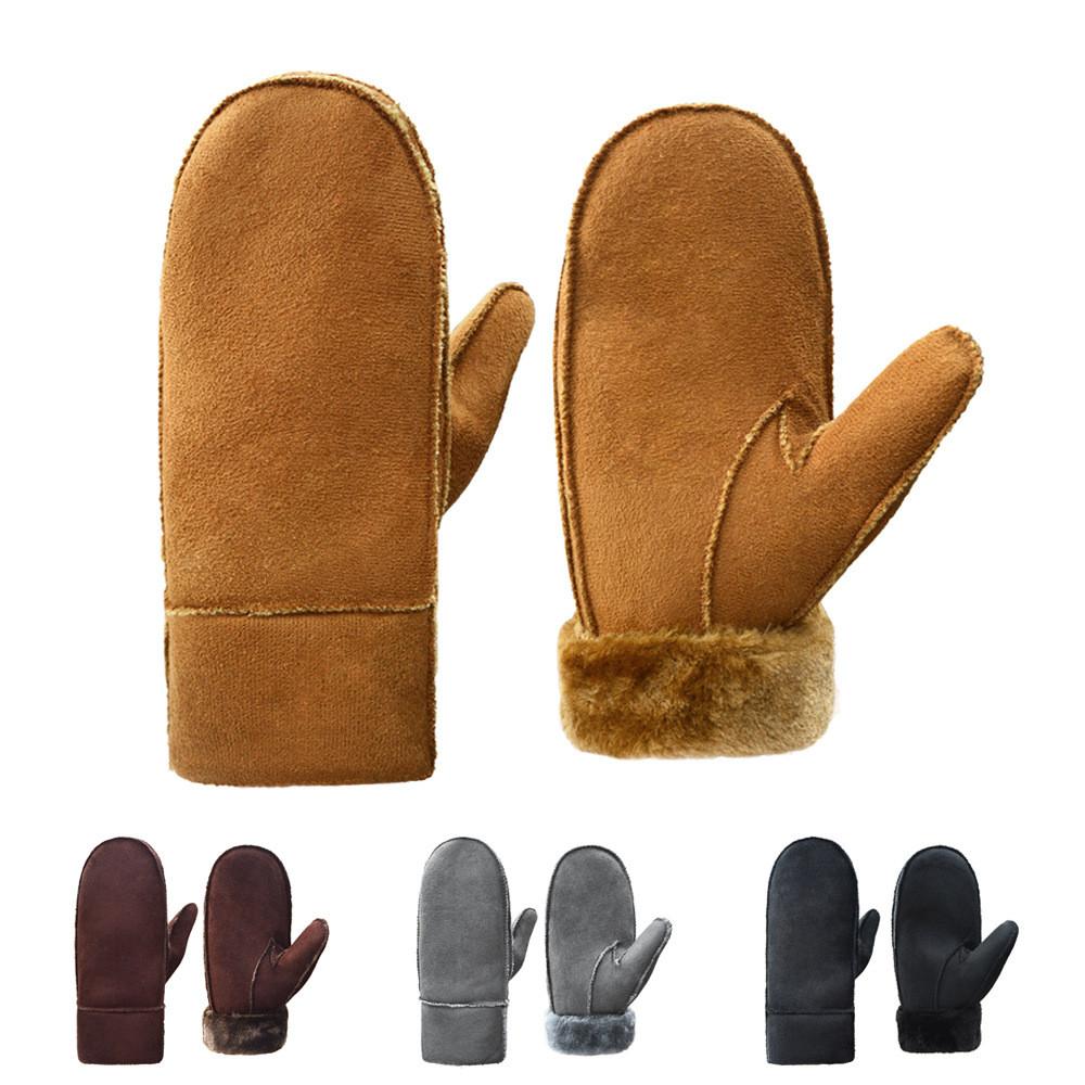 Уютные мужские зимние перчатки для улицы из толстой и прочной искусственной кожи