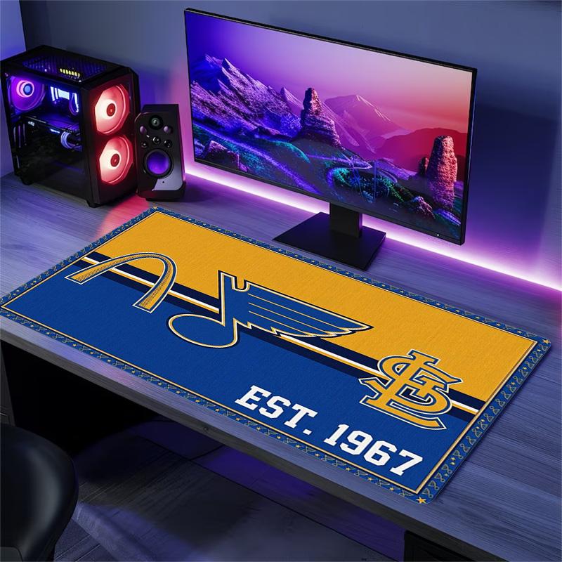St. Louis Blues Logo Color Mouse Pad Large Gaming Table Cushion Non-slip Laptop Tablet Big Mousepad XXL Mat Mini PC Playmat With Lock edge