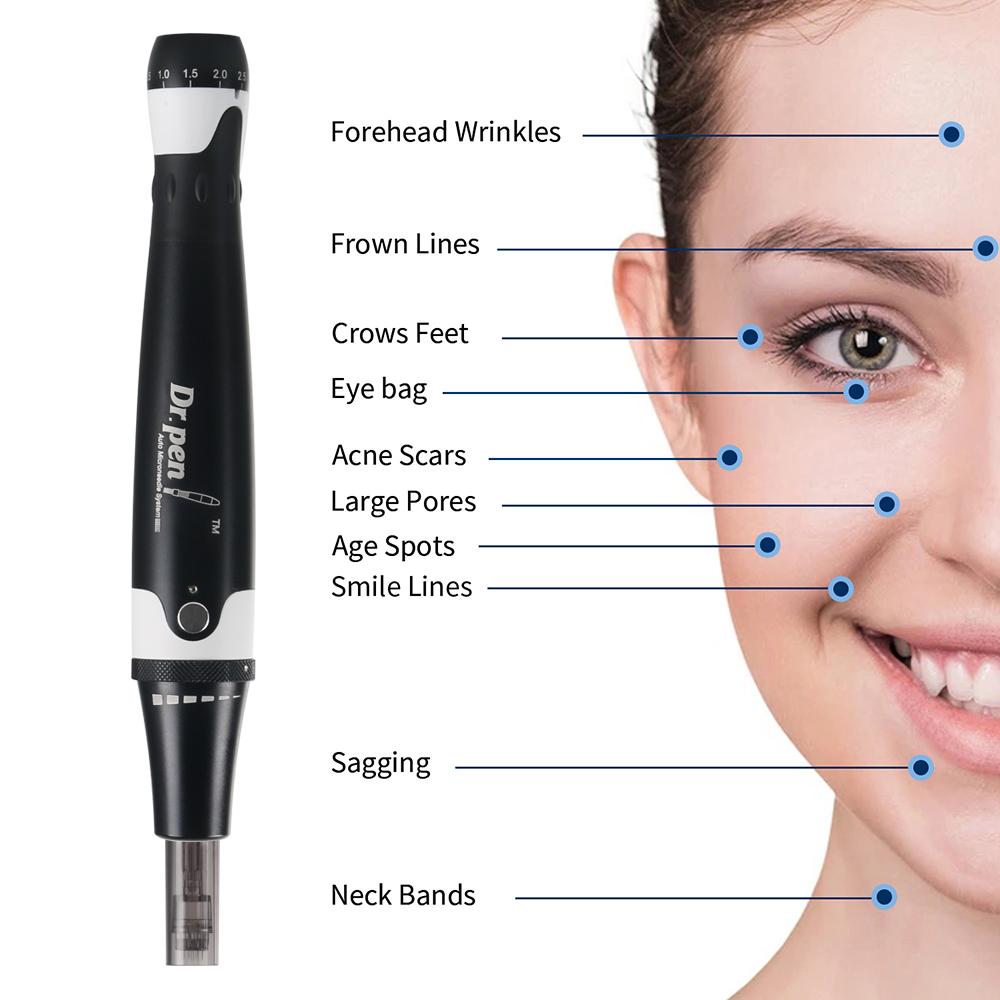 Доктор. Ручка A7 Профессиональная ручка с микроиглами с 12 шт. картриджами Derma Rolling Микроигольная терапевтическая система Уход за кожей Инструмент для красоты