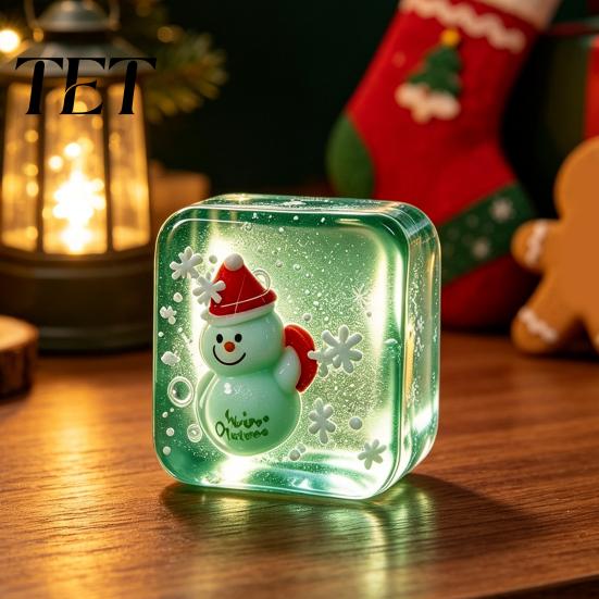 Stress Reducing Gadget Christmas Clear Cube Squeeze Toy, Santa Claus for Calming Toy Anxiety Reduction, Hand Relaxation Ball Sensory Xmas Gift Relief