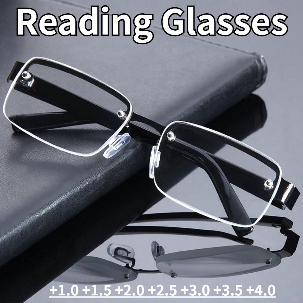 New Retro Rimless Crystal Ultra Light Presbyopic Glasses Hd Anti Blue Light Comfortable Reading Glasses +100-+400