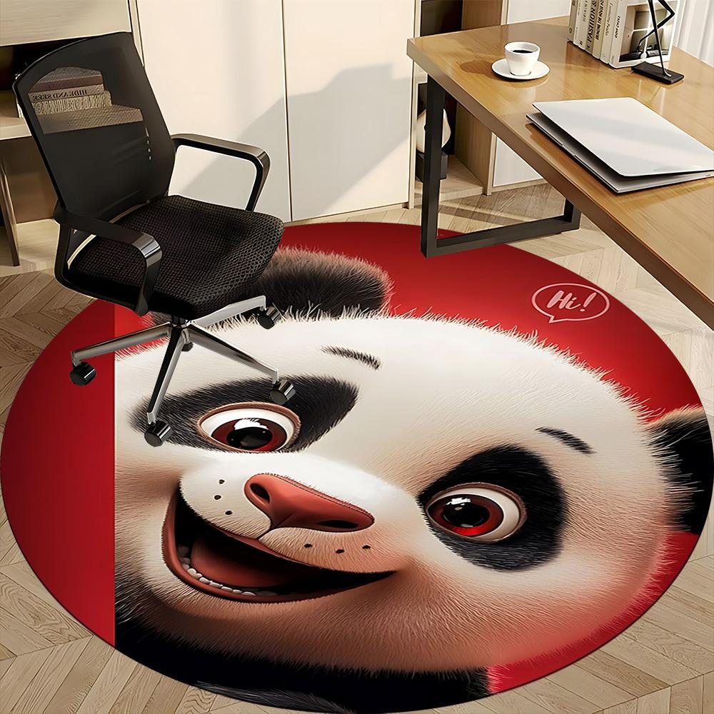 1PC Panda Smile Office Round Area Rug, Mat Suitable ForOffice, Under Office Chairs Bedroom Living Room Home Decor, Room Deco