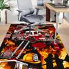 1PC Firefighter Firetruck Non-Slip Floor Carpet Compatible for Office&Living Room&Bedroom&Dining room - Flat- Soft & Pattern, Vibrant Colors-W248