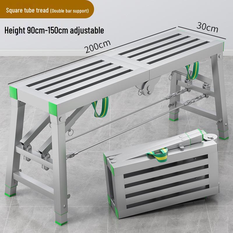 Folding Heightened Trestle Ladder and Putty Scraper for Construction