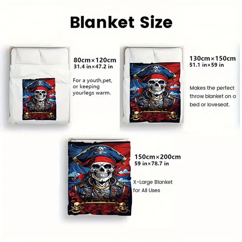 Pirate captain 2D Flat Pattern Flannel Blanket High quality All Seasons Warmth and Comfort Perfect for Christmas Gifts.