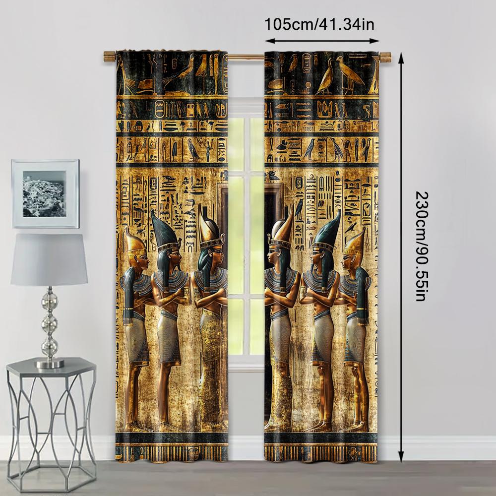 2 шт. Шторы Рулонные шторы Древнеегипетская фреска Машинная стирка Ткань Термоизоляция Универсальные 100% Полиэстер (без