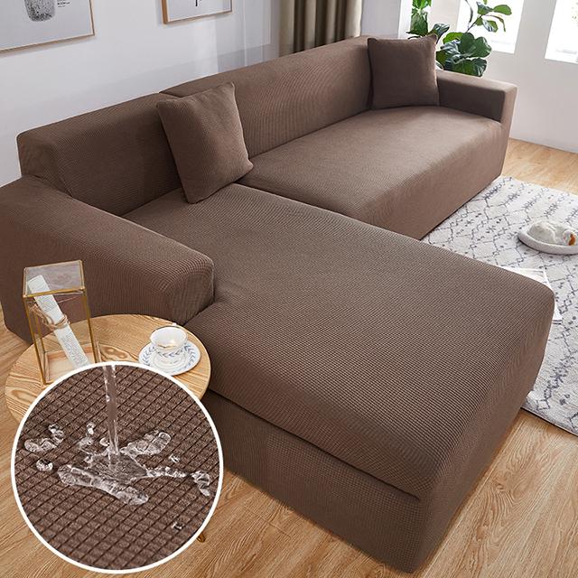 Водонепроницаемые эластичные чехлы для диванов, однотонные чехлы для диванов, L-образный угловой чехол для дивана, защитные чехлы для диванов, 1/2/3/4 сиденья