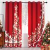 Happy New Year Christmas Curtain Traditional Festival Snow Tree Living Room Bedroom Window Curtains Kitchen Drapes