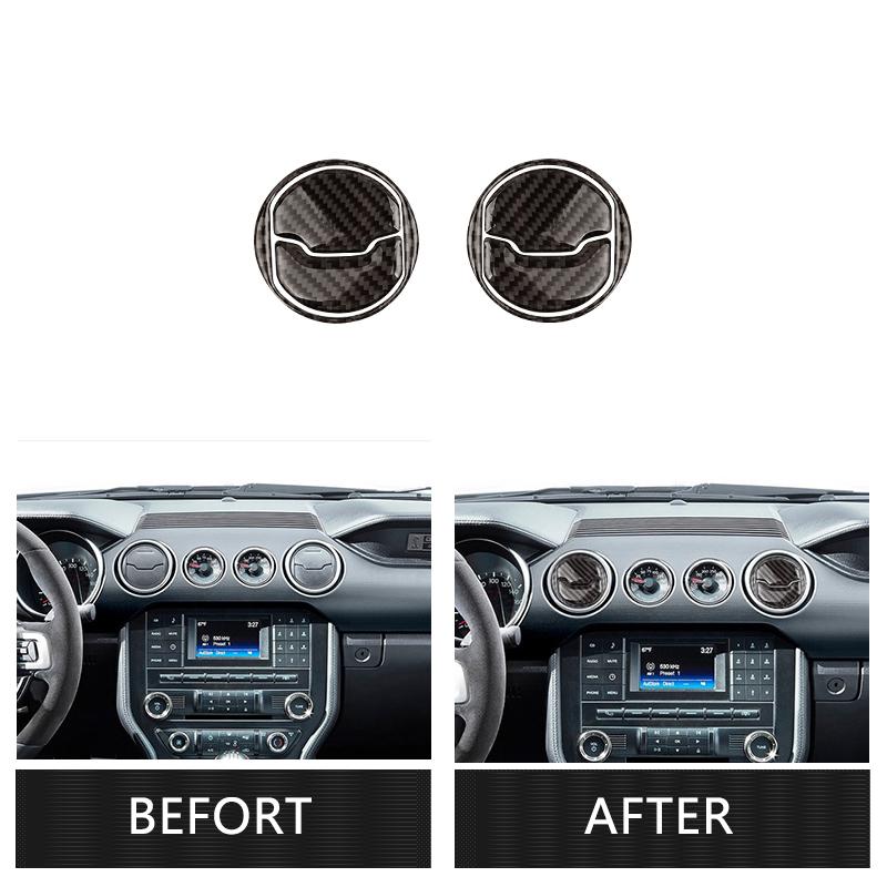 Для Ford Mustang 2015 2016 2017 углеродное волокно салон автомобиля центральная консоль кондиционер вентиляционное отверстие на выходе