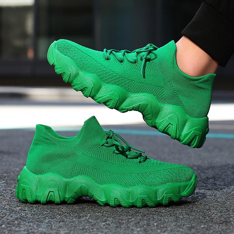 Мужские спортивные туфли больших размеров с дышащим носком из материала Flyknit - Повседневные кроссовки на шнуровке