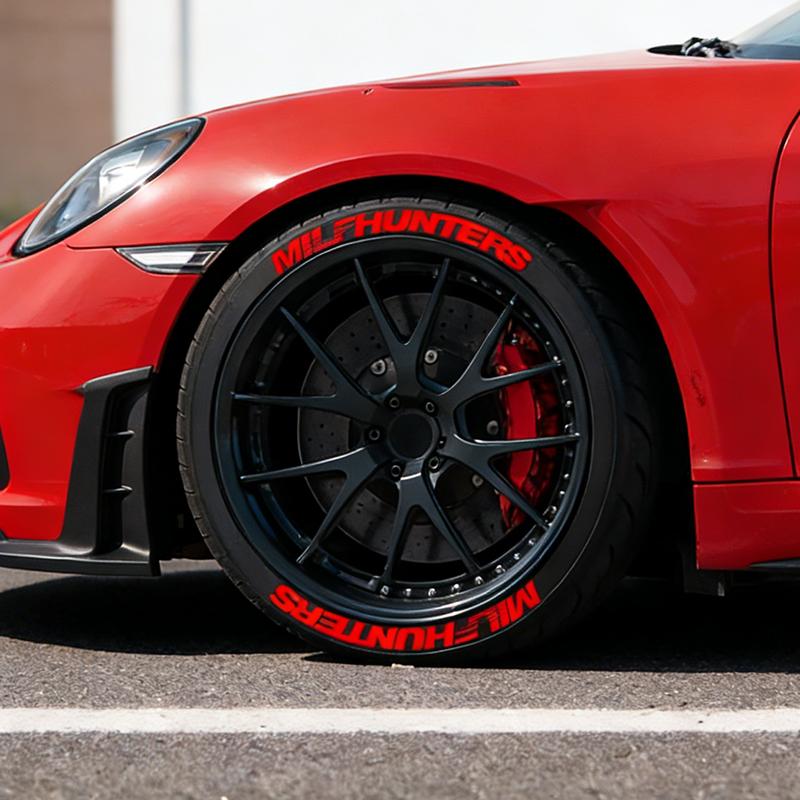MILFHUNTERS Red Tire Letter Stickers Universal Rubber Tire Decals Wheel Sidewall Letters Funny Car Racing Accessories