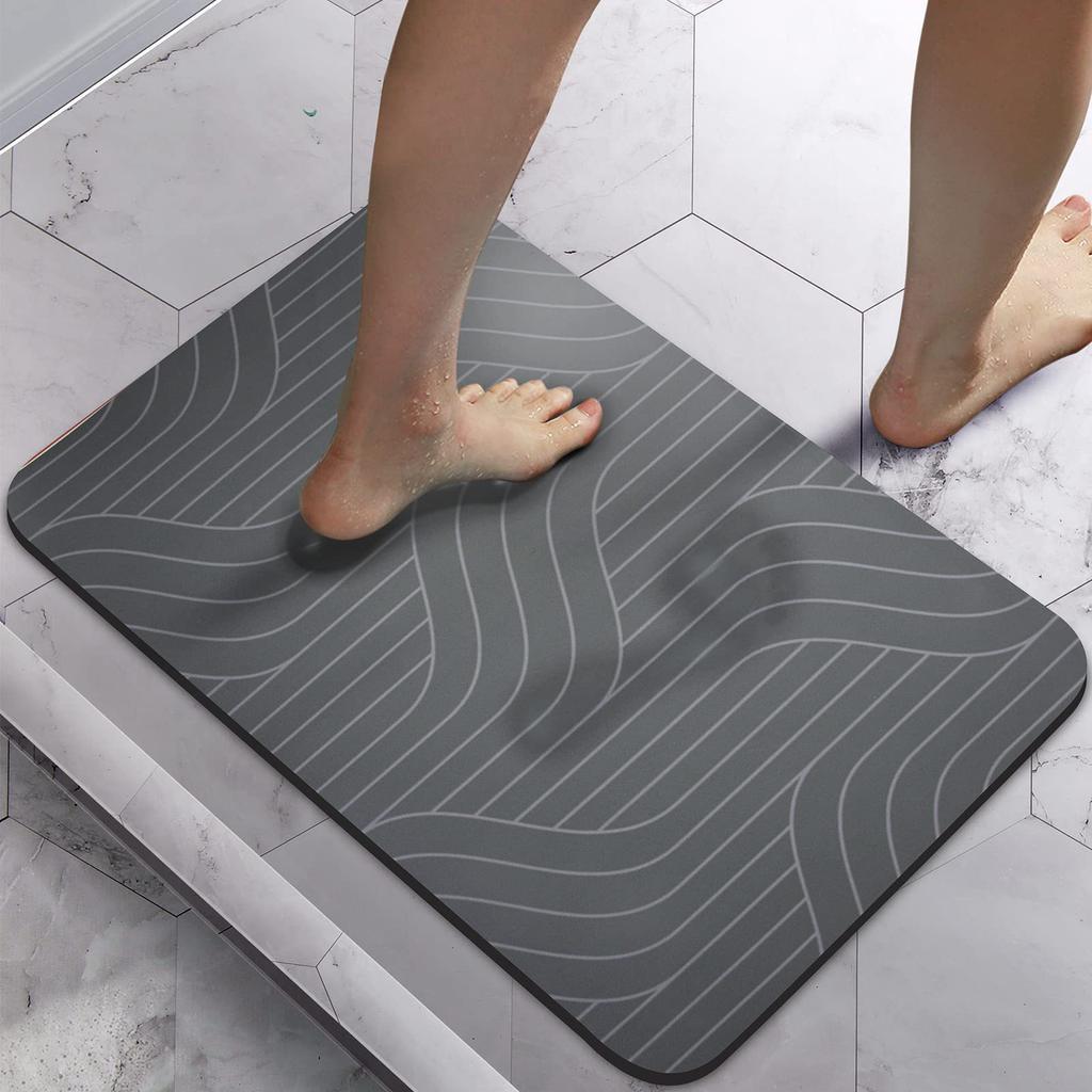 Simple Bathroom Diatom Mud Floor Mat Solid Color Anti Slip Mat Bathroom Absorbent Pad Household Carpet Entrance Foot Mat