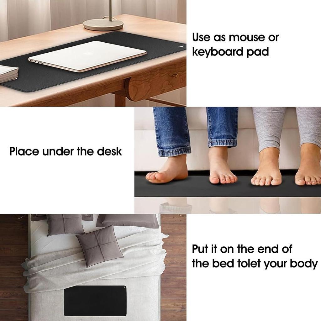 Заземляющий коврик 60*90 см с медным заземляющим стержнем, подключение к заземлению, восстановление ЭМП, для терапии стоп, универсальный проводящий заземляющий коврик для сна