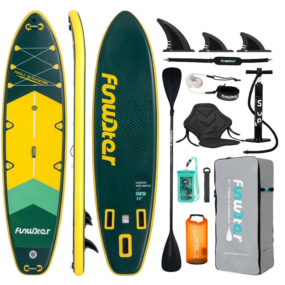Funwater Stand Up Paddle Board Surfboard Inflatable Stand Up Paddling Board Surfing Sup Board with Accessory Max Load 330 Pounds
